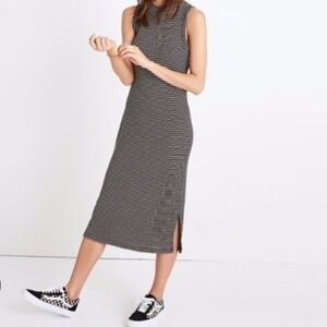 Madewell Black and White Striped Midi Dress